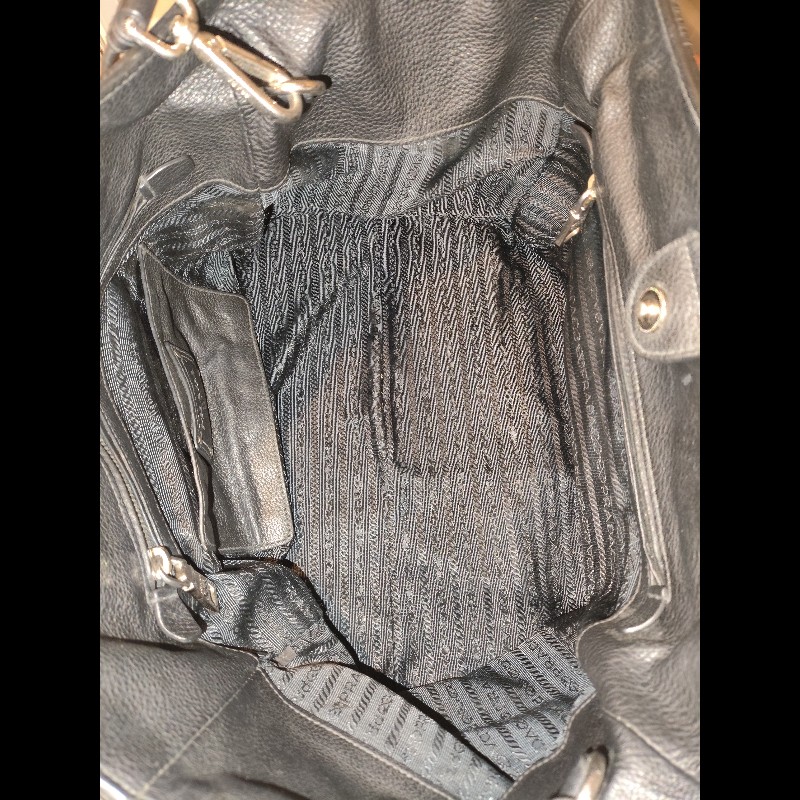 Prada 黑色荔枝紋真皮兩用托特包｜手提肩背皆可｜大容量通勤包-5