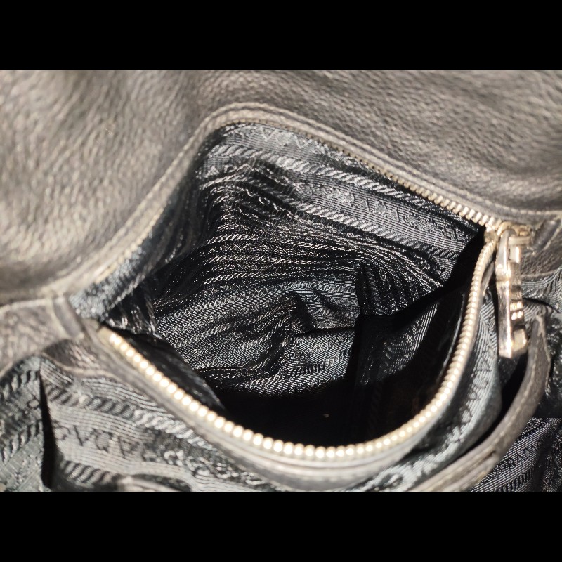 Prada 黑色荔枝紋真皮兩用托特包｜手提肩背皆可｜大容量通勤包-6