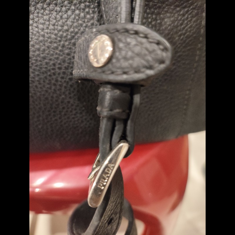 Prada 黑色荔枝紋真皮兩用托特包｜手提肩背皆可｜大容量通勤包-10