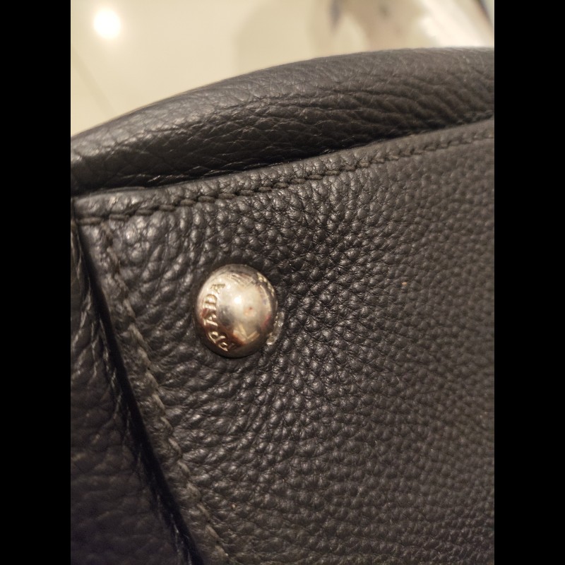 Prada 黑色荔枝紋真皮兩用托特包｜手提肩背皆可｜大容量通勤包-12