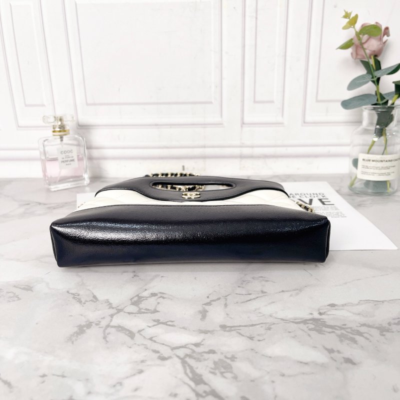 CHANEL 24B黑白熊貓拼色31Bag nano肩背斜背手提包 20.5×3.5×17cm 98新配件塵袋-3