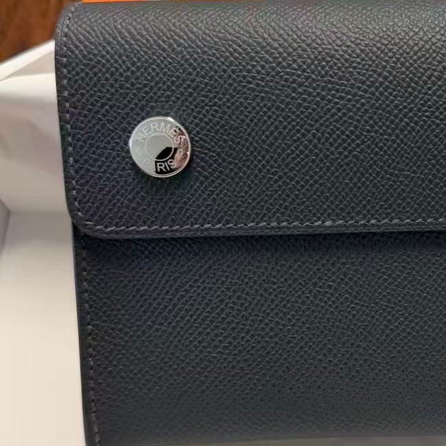 Hermes snap wallet 石板灰 銀扣 K刻  長盒子 男女適用-3