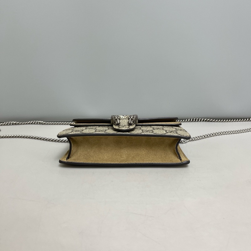 Gucci 古馳 Dionysus 酒神迷你老花卡其鏈條包 棕色 迷你-4