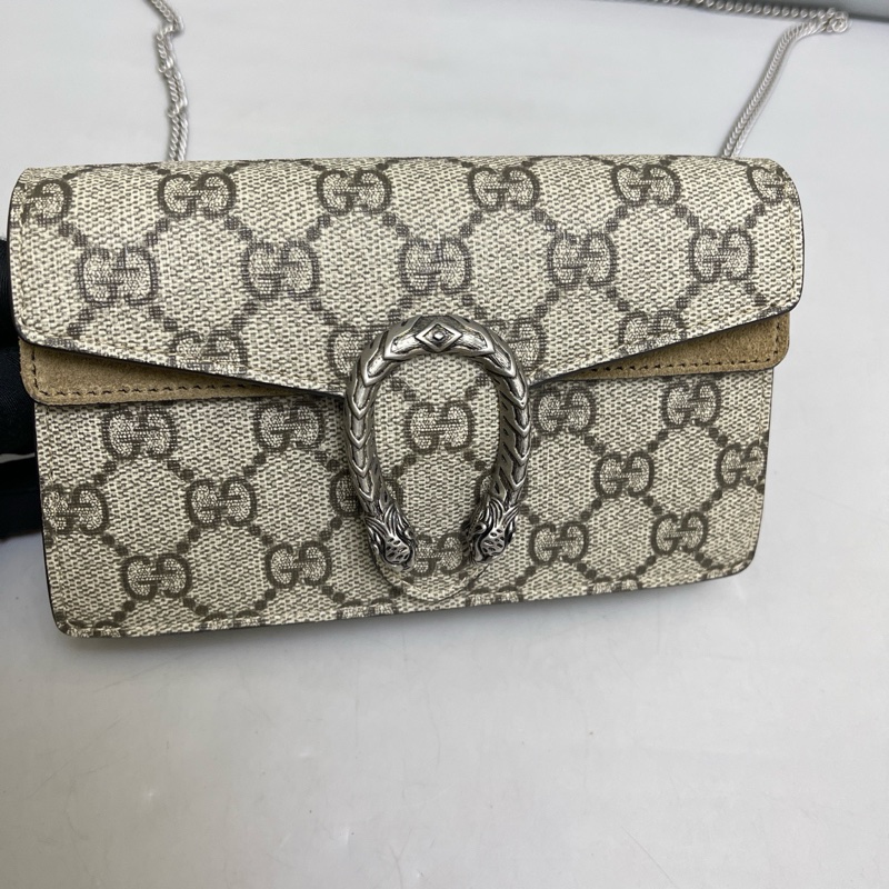 Gucci 古馳 Dionysus 酒神迷你老花卡其鏈條包 棕色 迷你-6