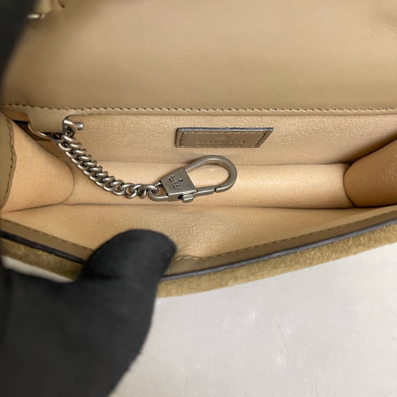 Gucci 古馳 Dionysus 酒神迷你老花卡其鏈條包 棕色 迷你-8