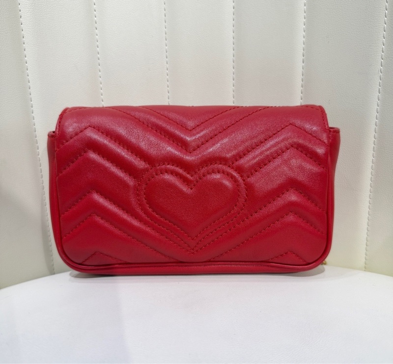 98❤️ Gucci GG Marmont 馬蒙mini鏈條包 紅色 經典V型絎縫 金色鏈條+雙G標-1