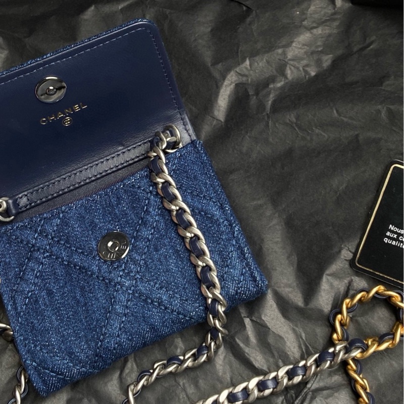 Chanel 19bag牛仔卡包 零錢包 31開  有卡-2