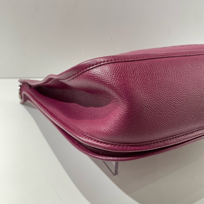 Hermes愛馬仕Evelyne伊芙琳33 玫瑰紫銀扣 框O刻 e皮 單肩斜挎包。-5