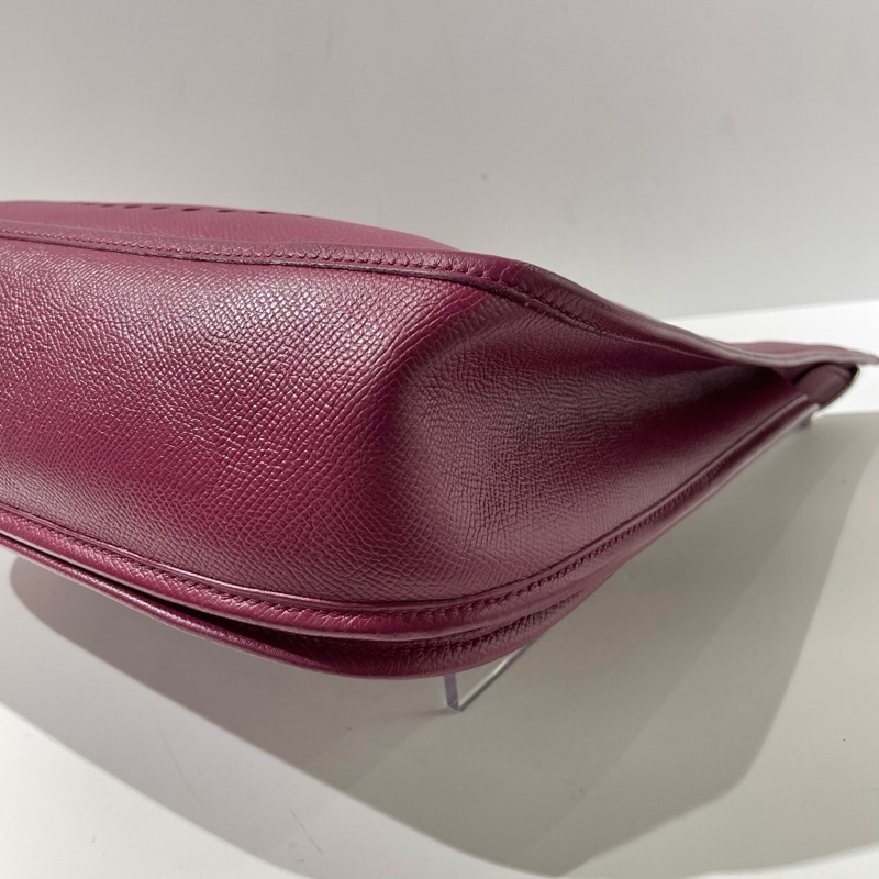 Hermes愛馬仕Evelyne伊芙琳33 玫瑰紫銀扣 框O刻 e皮 單肩斜挎包。-6