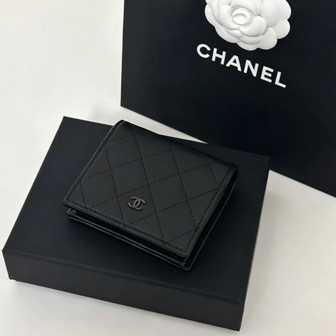 CHANEL香奈兒SO BLACK對折零錢包芯片款🧦全新全配