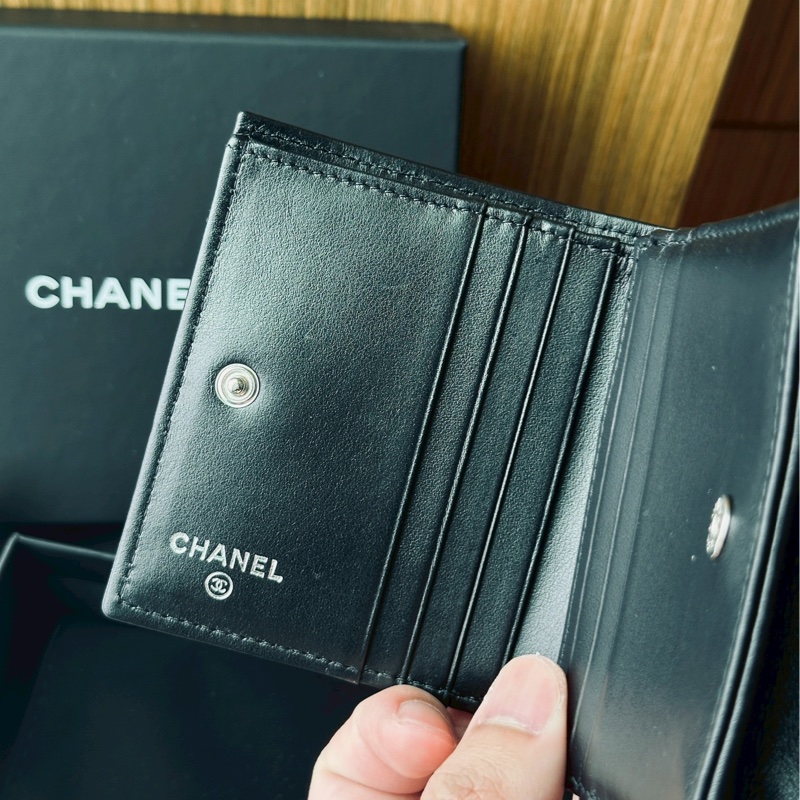 CHANEL香奈兒SO BLACK對折零錢包芯片款🧦全新全配-7