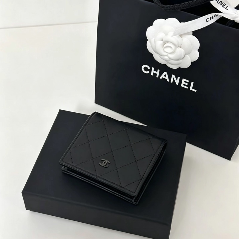 CHANEL香奈兒SO BLACK對折零錢包芯片款🧦全新全配-17
