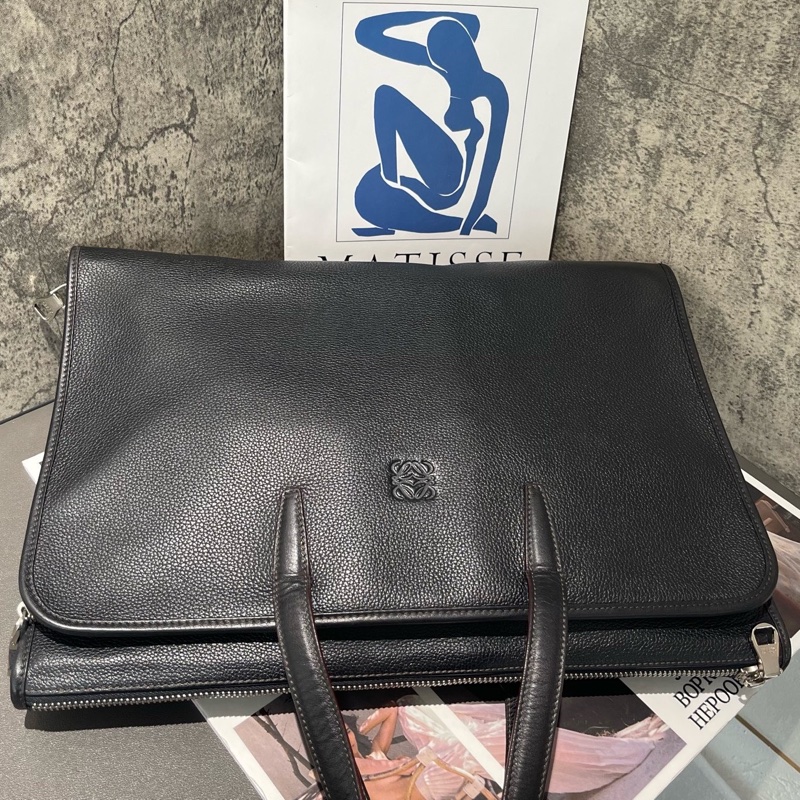 Loewe 羅意威 黑色 牛皮公文包-2