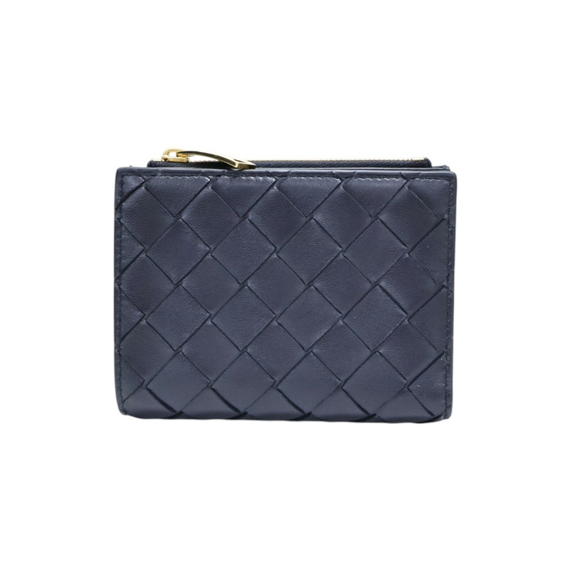 黑色 編織羊皮 Bi-Fold 兩折 短夾【BOTTEGA VENETA BV 寶緹嘉】 742330-0