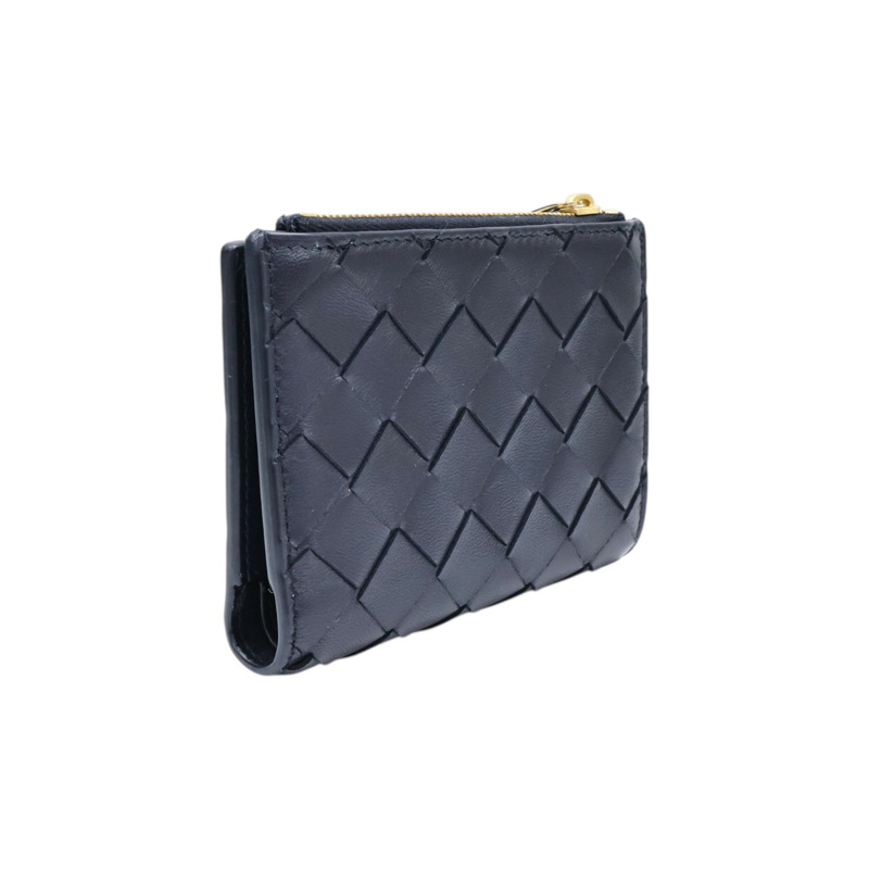 黑色 編織羊皮 Bi-Fold 兩折 短夾【BOTTEGA VENETA BV 寶緹嘉】 742330-1