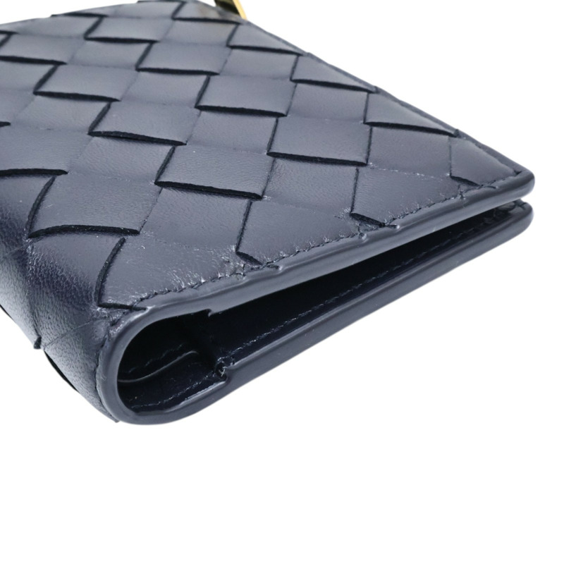 黑色 編織羊皮 Bi-Fold 兩折 短夾【BOTTEGA VENETA BV 寶緹嘉】 742330-10