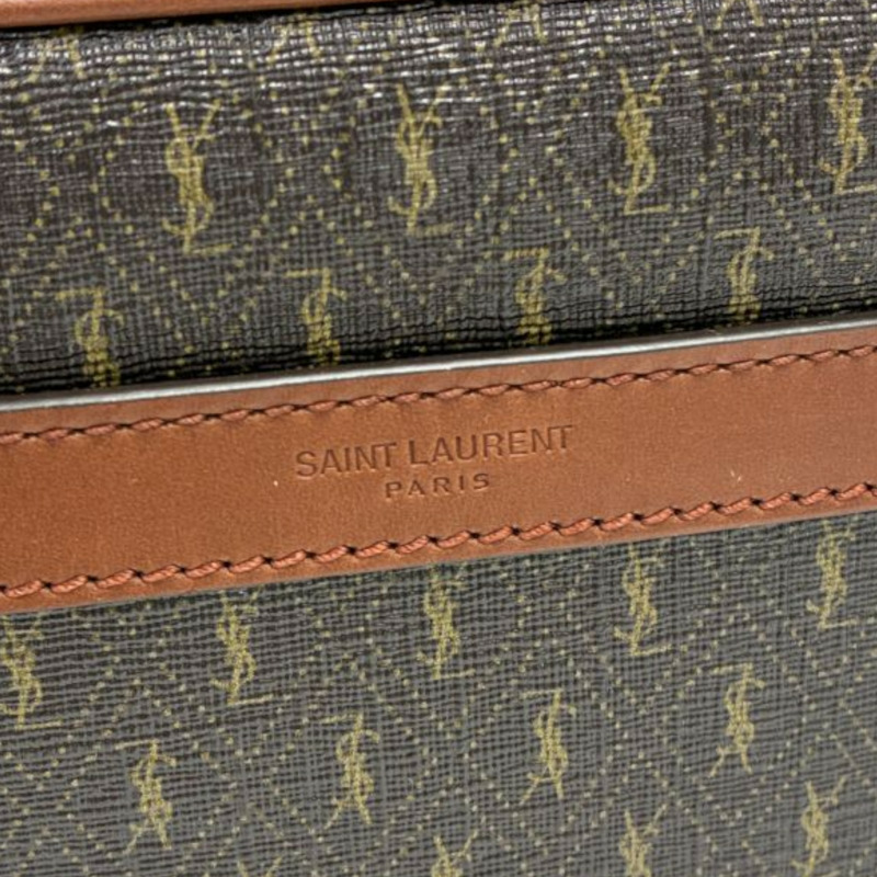 棕色 PVC塗層帆布 牛皮 Monogramme 相機包【SAINT LAURENT 聖羅蘭】 669957-3
