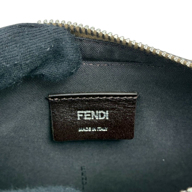 棕色 PVC塗層帆布 牛皮 方形 FF 相機包 肩背包【FENDI 芬迪】 7M0357-4