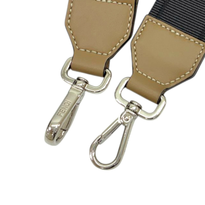 棕色 PVC塗層帆布 牛皮 方形 FF 相機包 肩背包【FENDI 芬迪】 7M0357-8