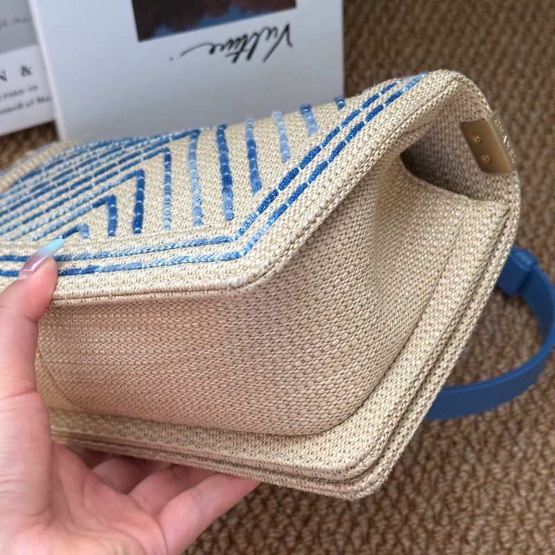 Chanel/香奈兒 藍色編織中號Leboy 27開尺寸:15*25。附件：單品-4