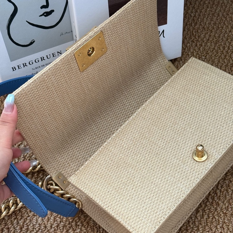 Chanel/香奈兒 藍色編織中號Leboy 27開尺寸:15*25。附件：單品-6