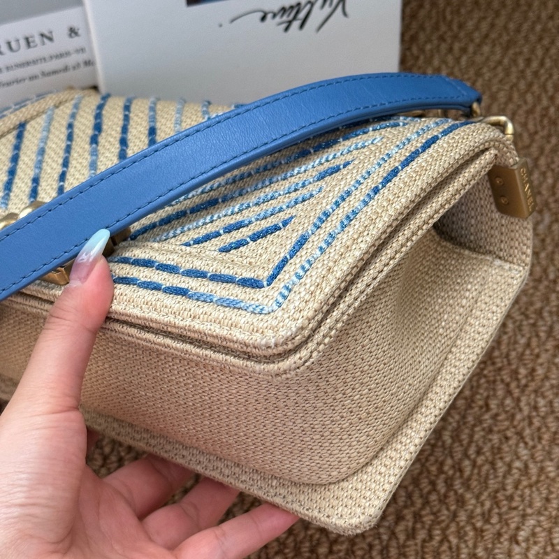 Chanel/香奈兒 藍色編織中號Leboy 27開尺寸:15*25。附件：單品-7