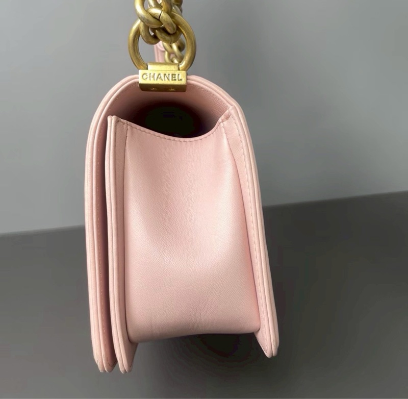公主限量款👑Chanel香奈兒櫻花粉金宮廷編織滾邊款中號Leboy25單肩斜挎包-8