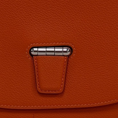 愛馬仕Hermes Convoyeur mini火焰橘Evercolor皮 銀扣 絕版馬鞍小包包-1