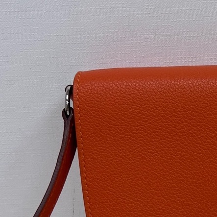 愛馬仕Hermes Convoyeur mini火焰橘Evercolor皮 銀扣 絕版馬鞍小包包-2