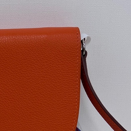 愛馬仕Hermes Convoyeur mini火焰橘Evercolor皮 銀扣 絕版馬鞍小包包-3