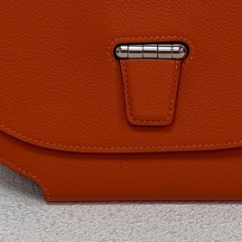 愛馬仕Hermes Convoyeur mini火焰橘Evercolor皮 銀扣 絕版馬鞍小包包-5