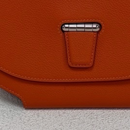 愛馬仕Hermes Convoyeur mini火焰橘Evercolor皮 銀扣 絕版馬鞍小包包-6