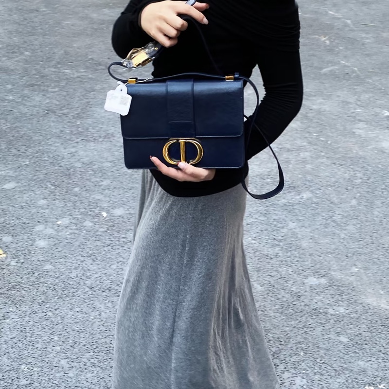 Dior • 經典蒙田 Montaigne 30 午夜藍油臘牛皮金釦-2