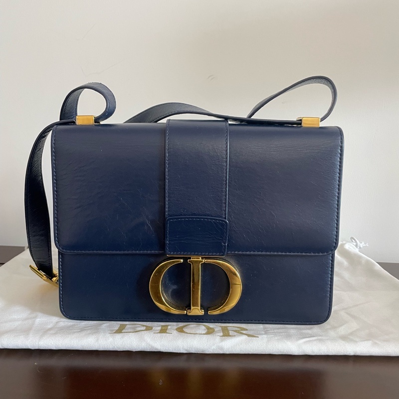 Dior • 經典蒙田 Montaigne 30 午夜藍油臘牛皮金釦-3