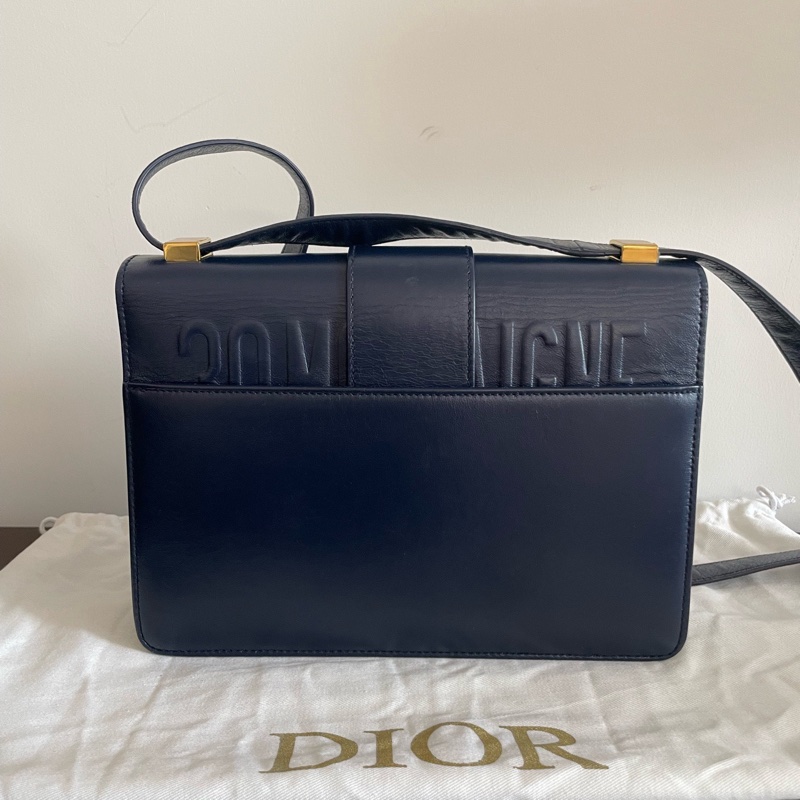 Dior • 經典蒙田 Montaigne 30 午夜藍油臘牛皮金釦-5
