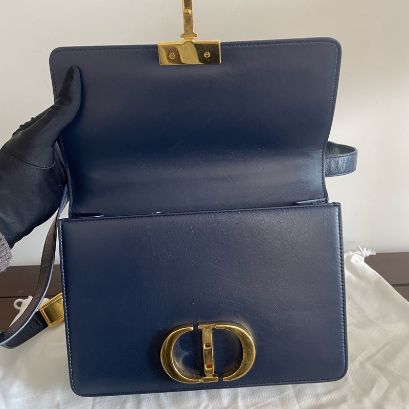 Dior • 經典蒙田 Montaigne 30 午夜藍油臘牛皮金釦-9