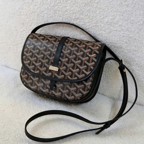 Goyard戈雅Belvedere黑色老花拼皮銀扣郵差包🌚