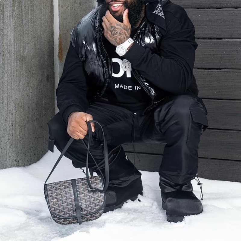 Goyard戈雅Belvedere黑色老花拼皮銀扣郵差包🌚-4