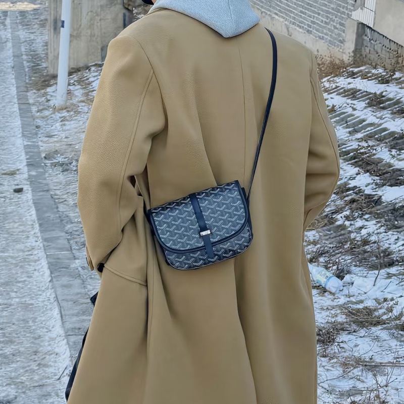 Goyard戈雅Belvedere黑色老花拼皮銀扣郵差包🌚-6