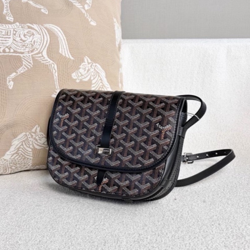 Goyard戈雅Belvedere黑色老花拼皮銀扣郵差包🌚-11