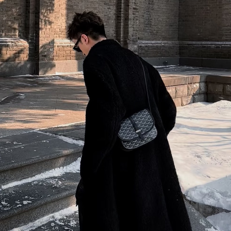 Goyard戈雅Belvedere黑色老花拼皮銀扣郵差包🌚-16