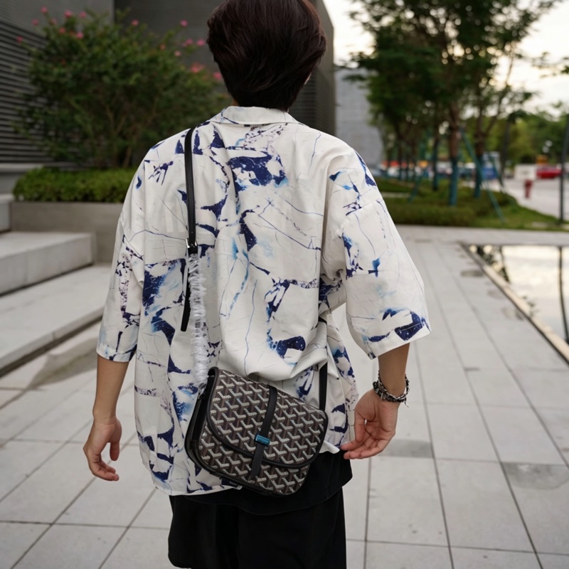 Goyard戈雅Belvedere黑色老花拼皮銀扣郵差包🌚-22