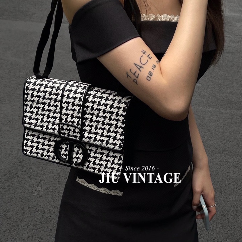 Dior • 經典蒙田 Montaigne 30 千島格編織黑釦 附保卡-0