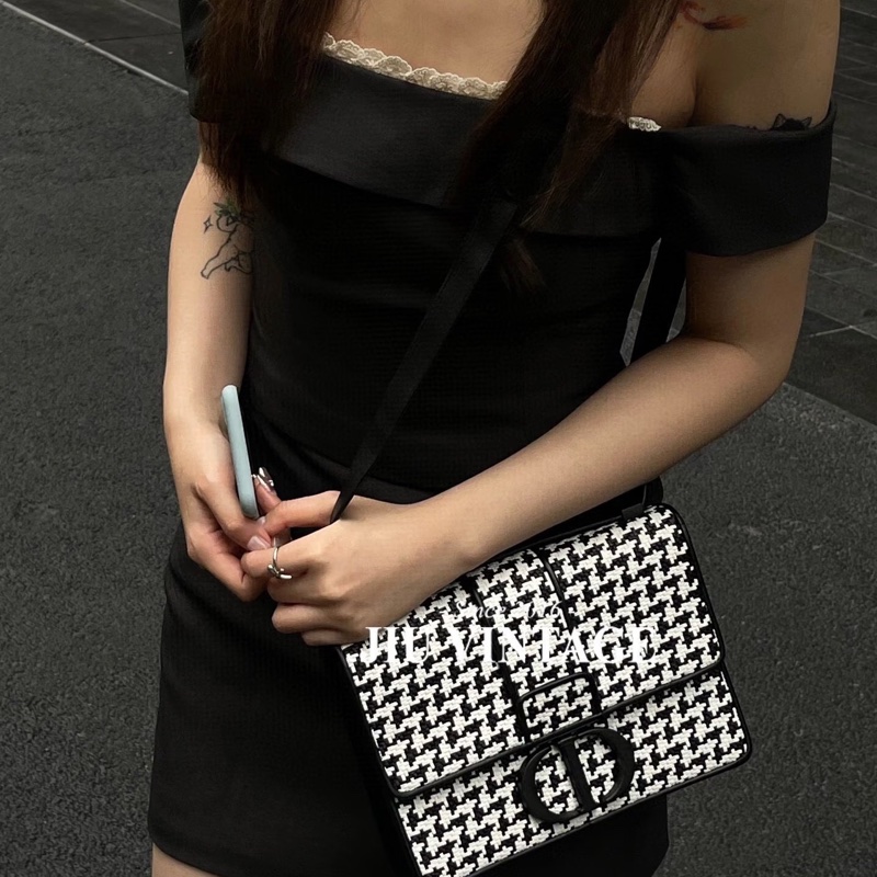 Dior • 經典蒙田 Montaigne 30 千島格編織黑釦 附保卡-1