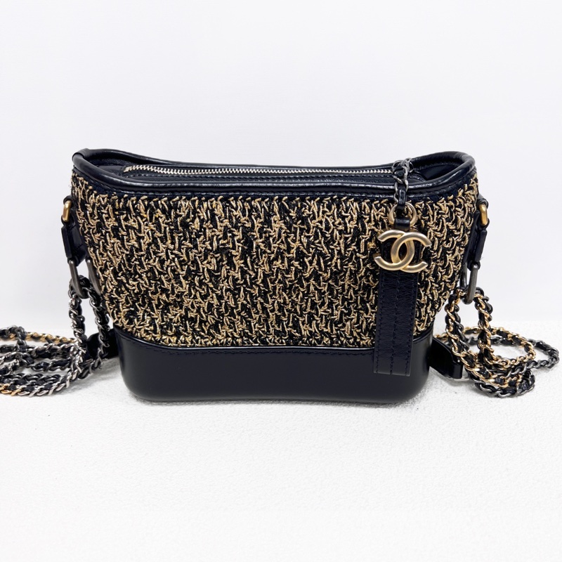 CHANEL 香奈兒黑色限定金絲流浪小號 28開-0