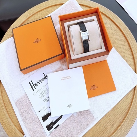 Hermes 愛馬仕 經典Heure H 手錶/腕錶/黑銀款/25mm/全新閒置美品