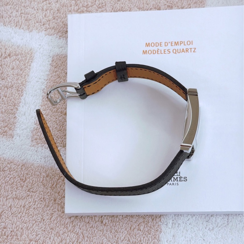 Hermes 愛馬仕 經典Heure H 手錶/腕錶/黑銀款/25mm/全新閒置美品-5