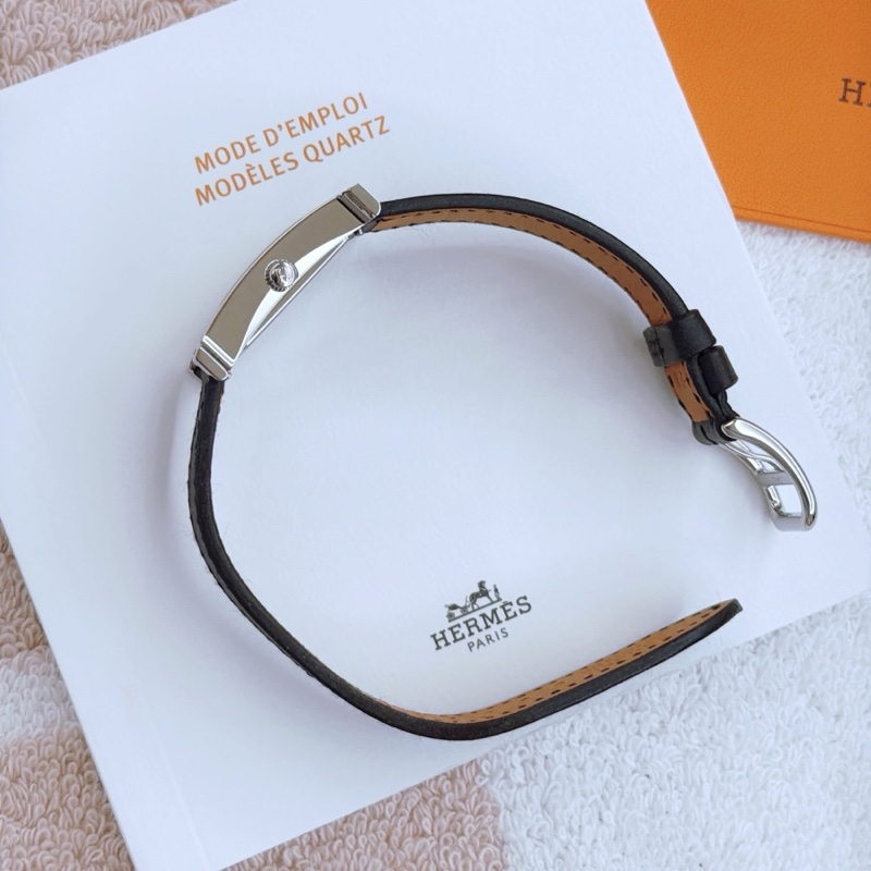 Hermes 愛馬仕 經典Heure H 手錶/腕錶/黑銀款/25mm/全新閒置美品-6