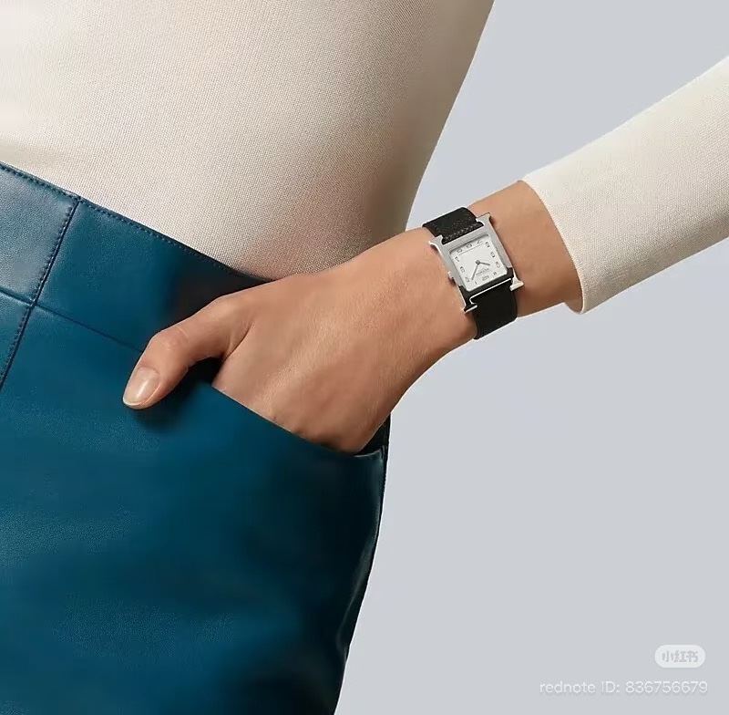 Hermes 愛馬仕 經典Heure H 手錶/腕錶/黑銀款/25mm/全新閒置美品-8