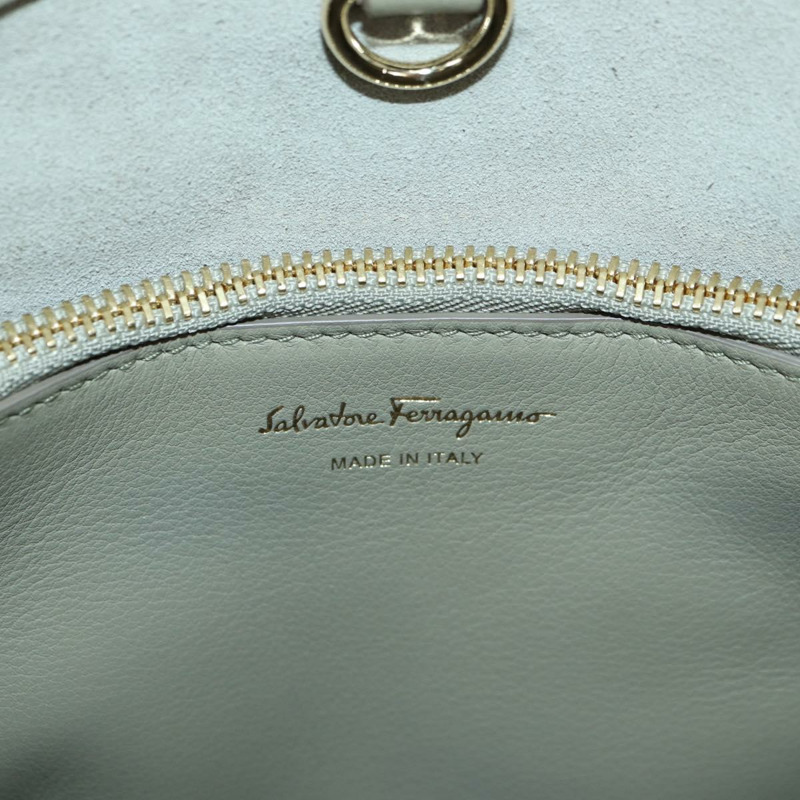 【日本直送】Salvatore Ferragamo Gancini Jet Set 手提包，皮革材質，卡其色/金色，正品，貨號 175123V-21